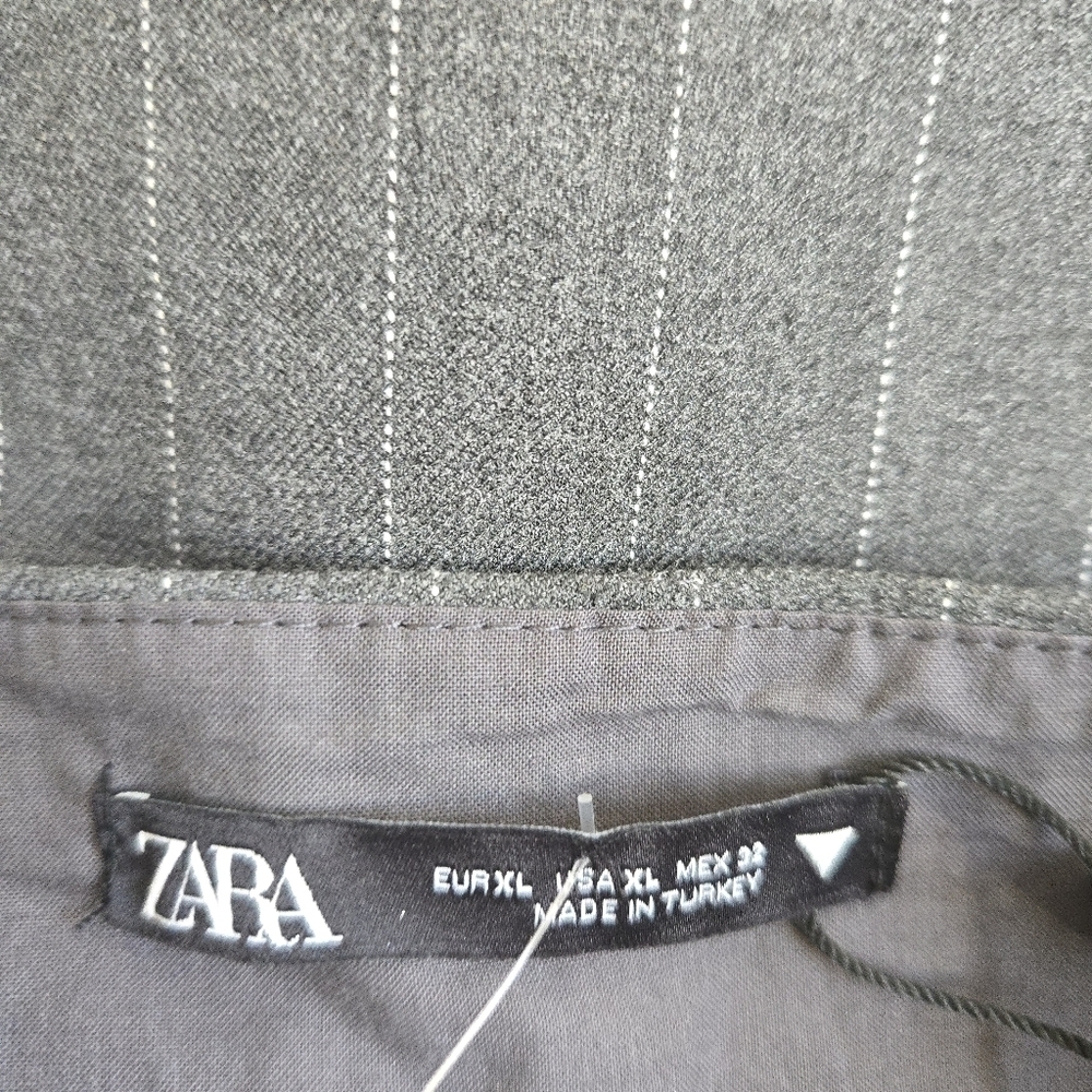 New Zara Pinstripe Strapless Ruched Dark Gray Corset Top XL Blogger Favorite - Picture 17 of 17